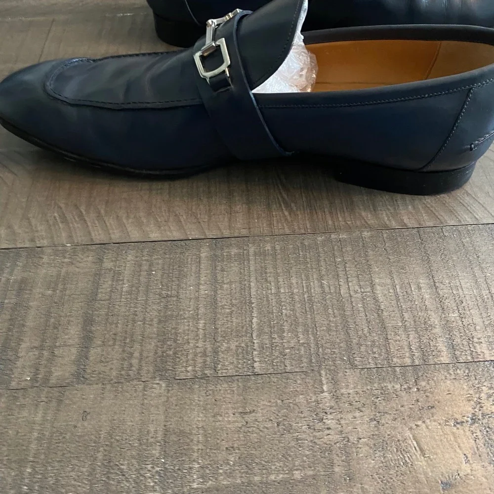 Gucci Mens Navy Blue Leather Horsebit Loafers 247490 Size 10.5